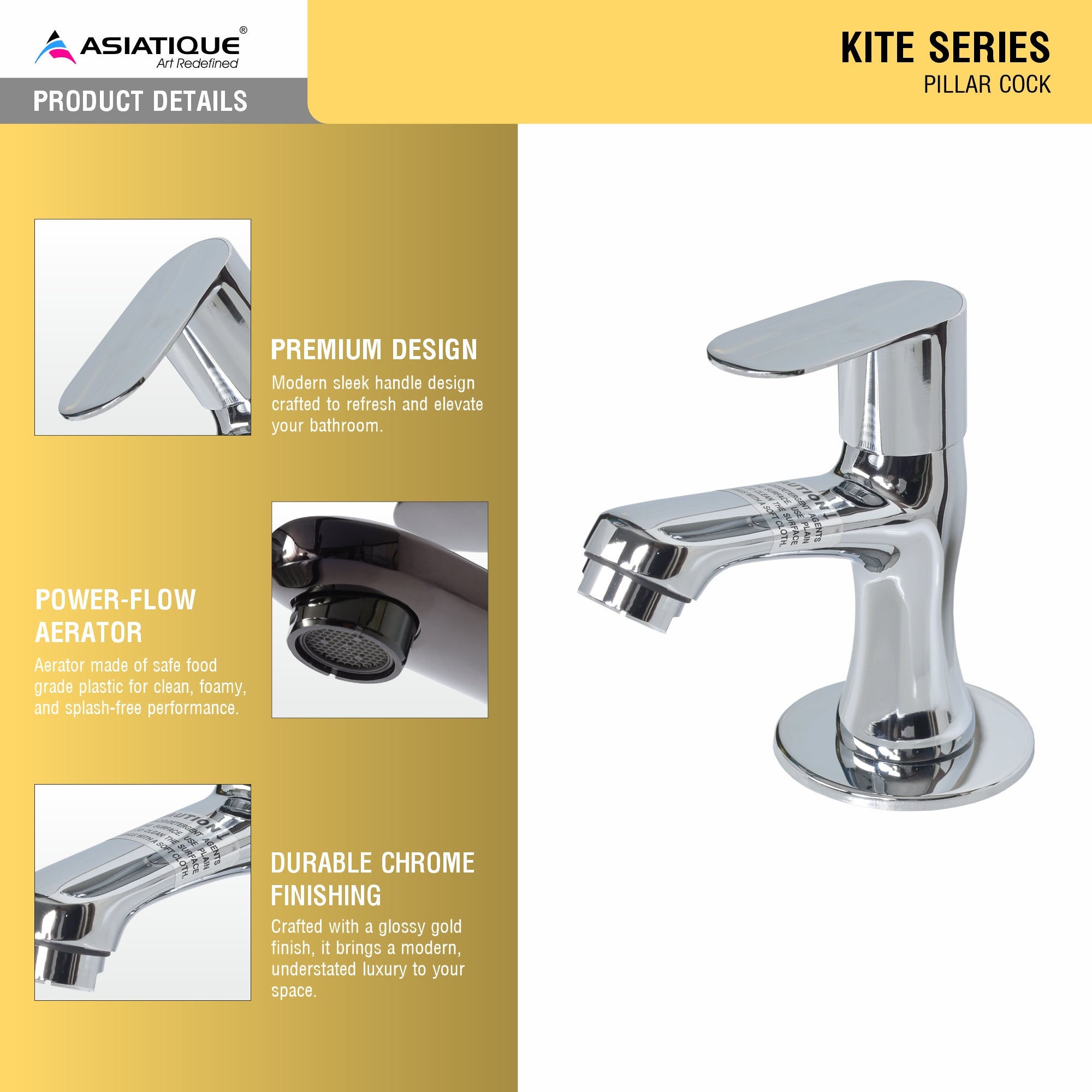 Asiatique Pillar Cock (K-000), KITE Series Bathroom & Kitchen Faucets | Premium Modern Tap Collection