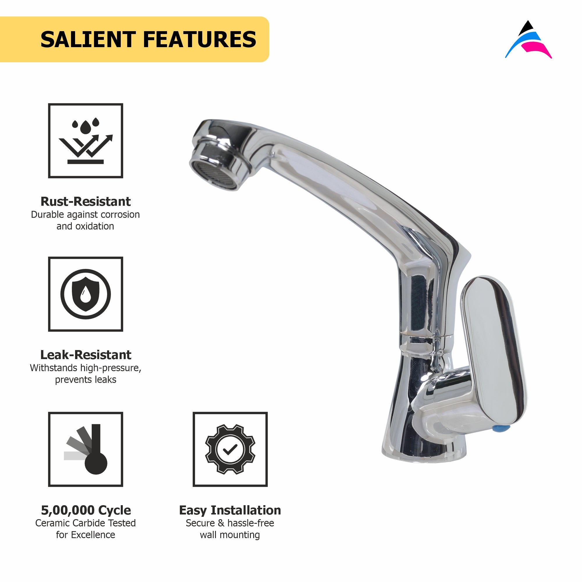Asiatique Pillar Cock With Casted Spout (K-001), KITE Series Bathroom & Kitchen Faucets | Premium Modern Tap Collection