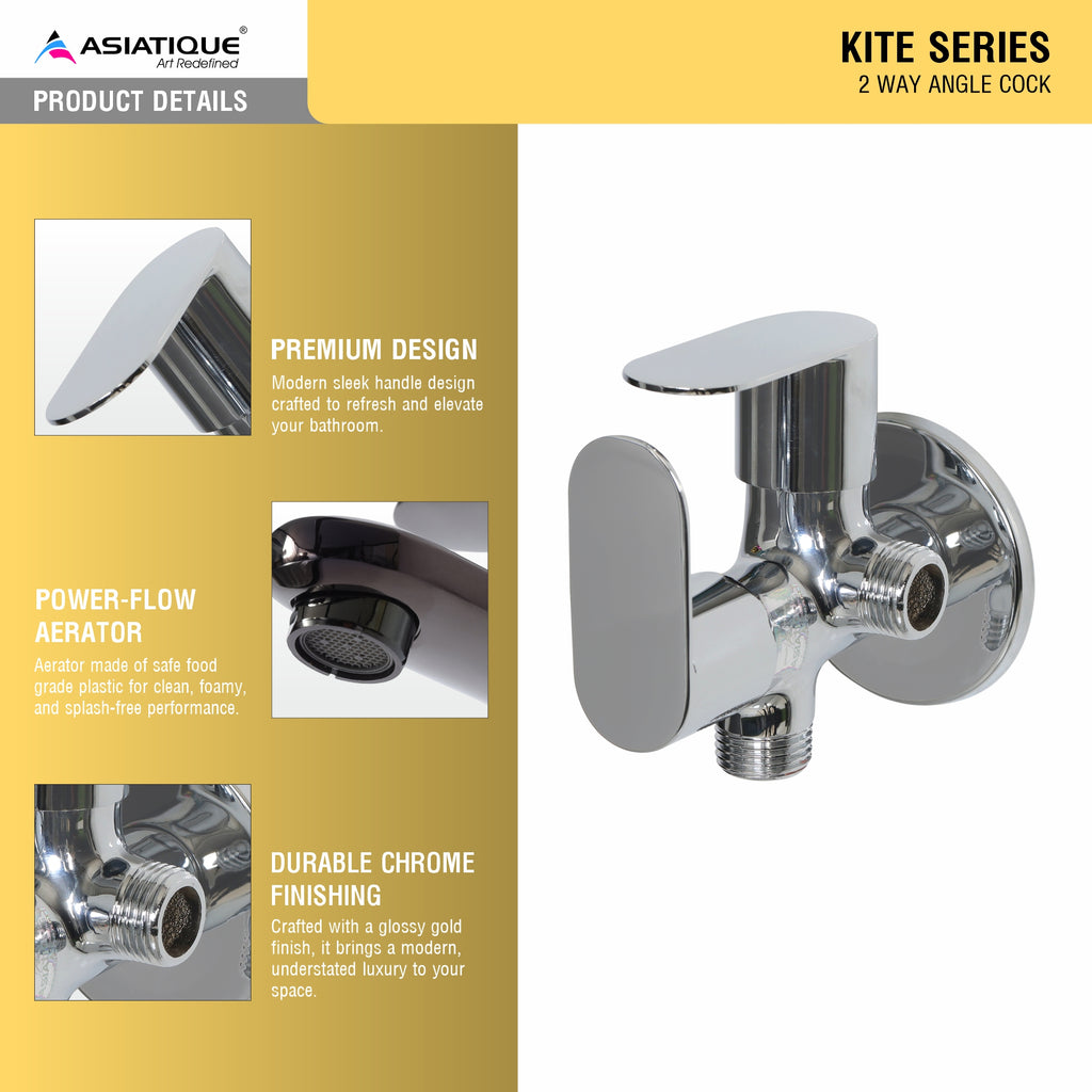 Asiatique 2 Way Angle Cock (K-005TW), KITE Series Bathroom & Kitchen Faucets | Premium Modern Tap Collection