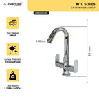 Asiatique C/H Basin Mixer ‘J’ Spout (K-011), KITE Series Bathroom & Kitchen Faucets | Premium Modern Tap Collection