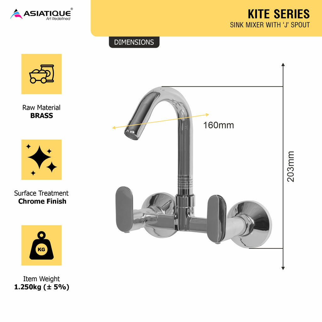 Asiatique Sink Mixer With ‘J’ Spout (K-013), KITE Series Bathroom & Kitchen Faucets | Premium Modern Tap Collection