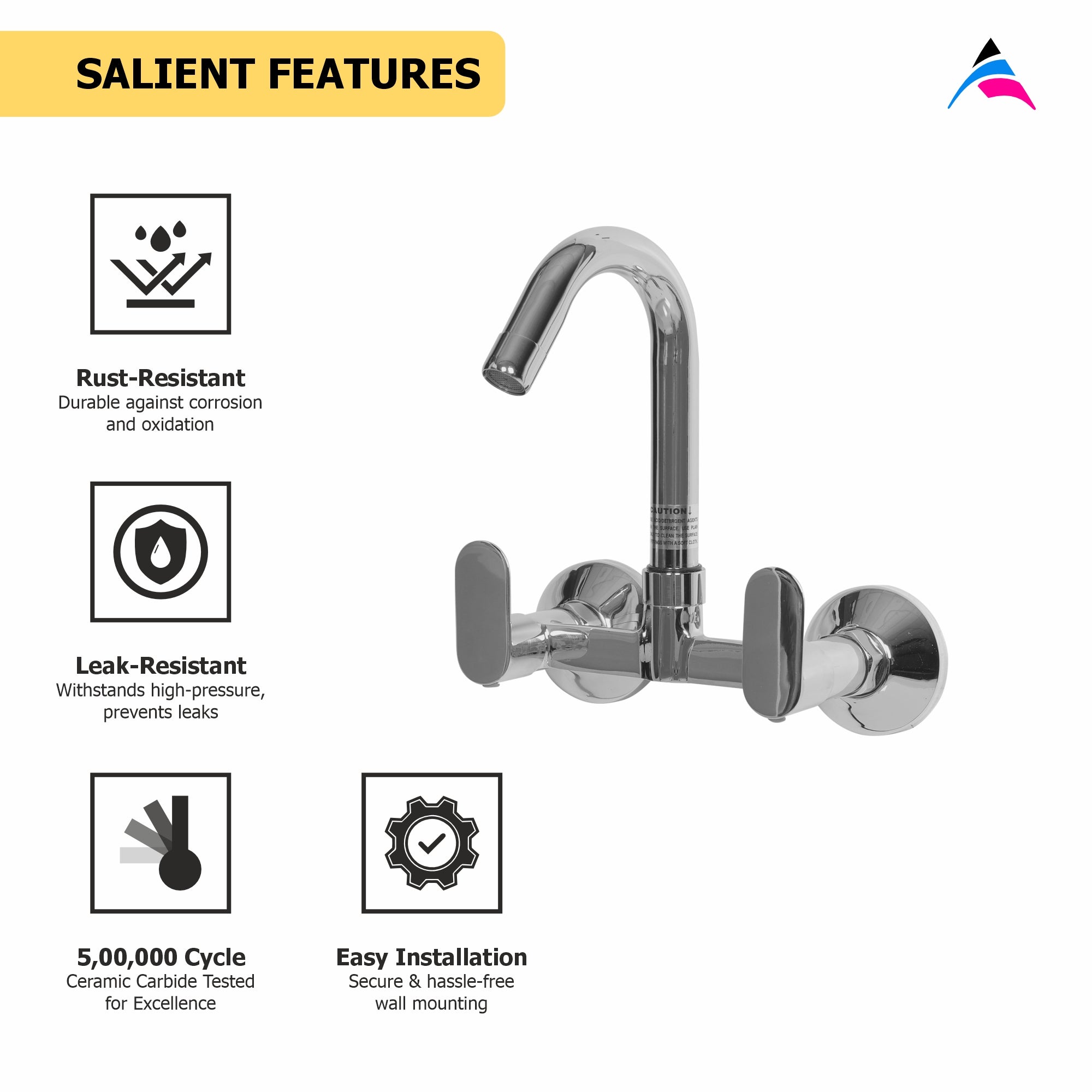 Asiatique Sink Mixer With ‘J’ Spout (K-013), KITE Series Bathroom & Kitchen Faucets | Premium Modern Tap Collection