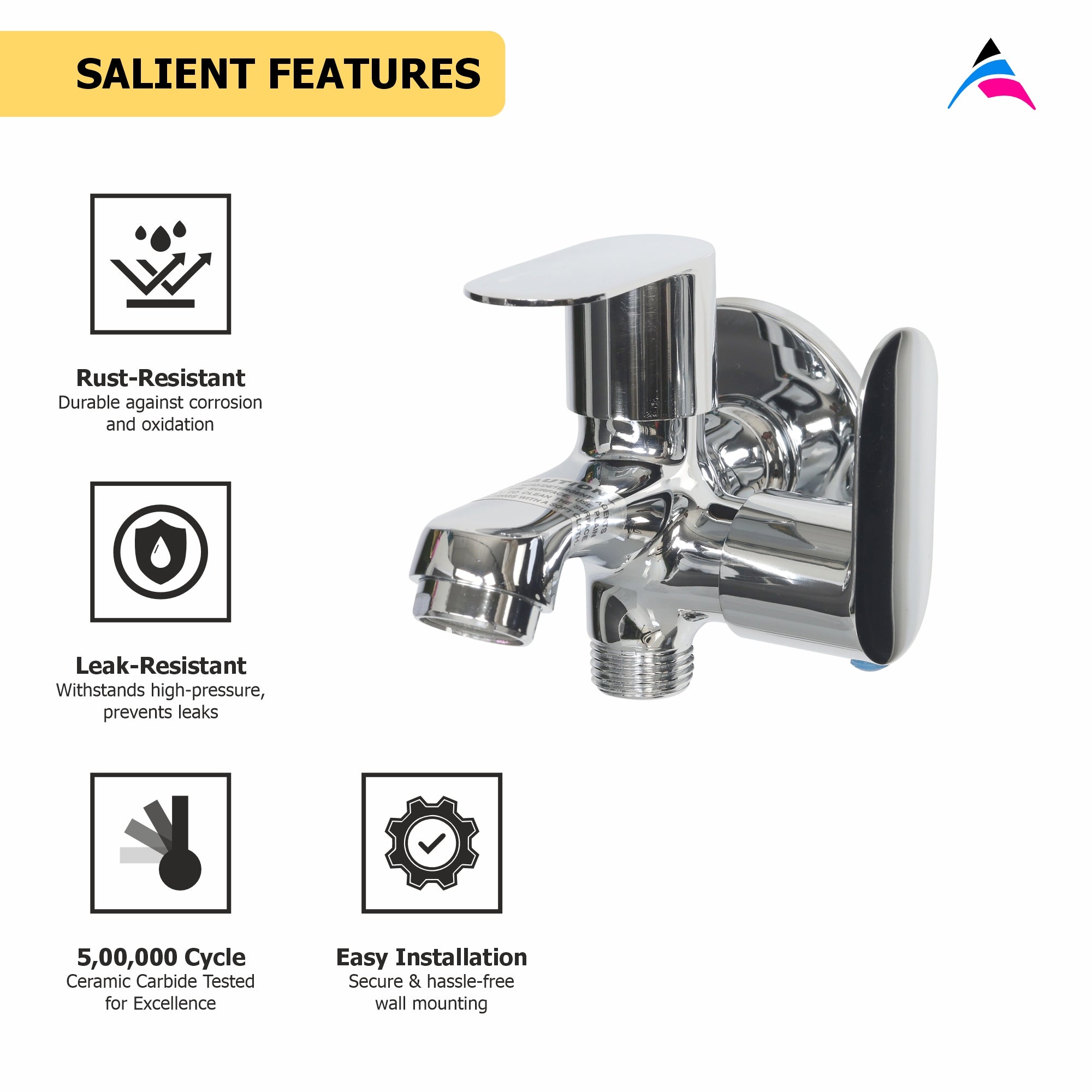 Asiatique 2 in 1 Bib Cock (K-015), KITE Series Bathroom & Kitchen Faucets | Premium Modern Tap Collection