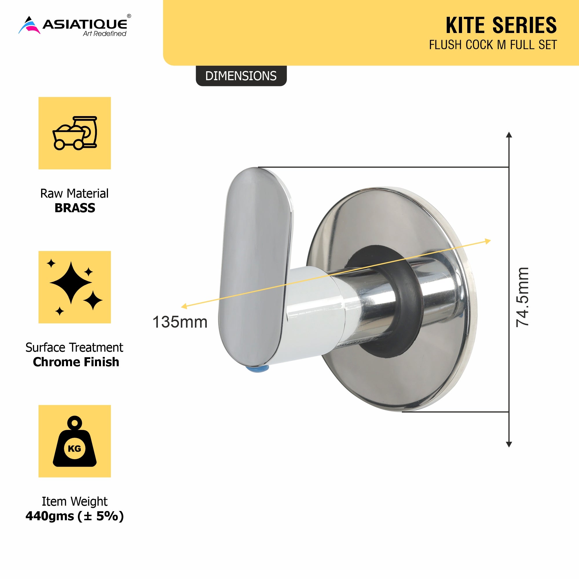 Asiatique Flush Cock M Full Set (K-021), KITE Series Bathroom & Kitchen Faucets | Premium Modern Tap Collection