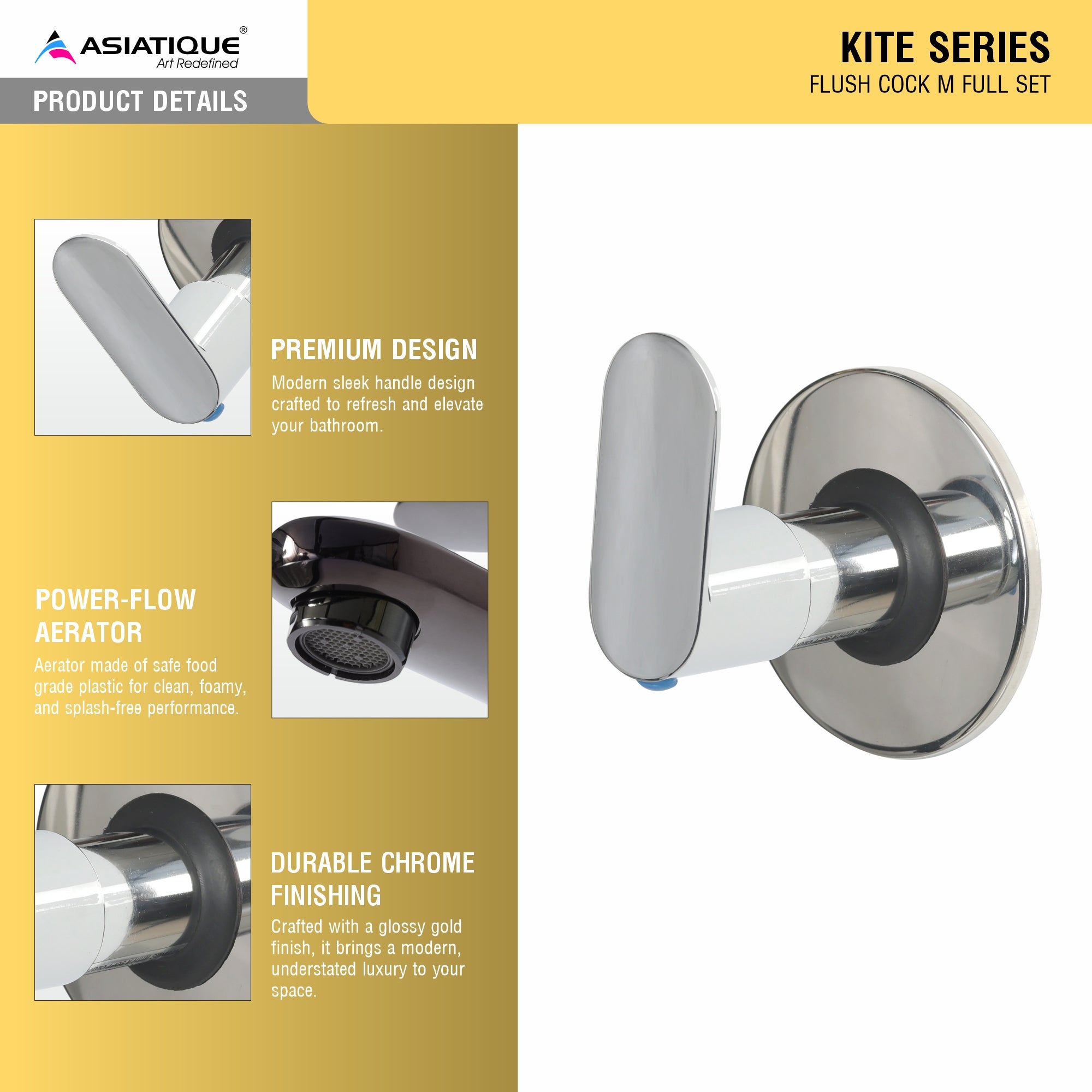 Asiatique Flush Cock M Full Set (K-021), KITE Series Bathroom & Kitchen Faucets | Premium Modern Tap Collection