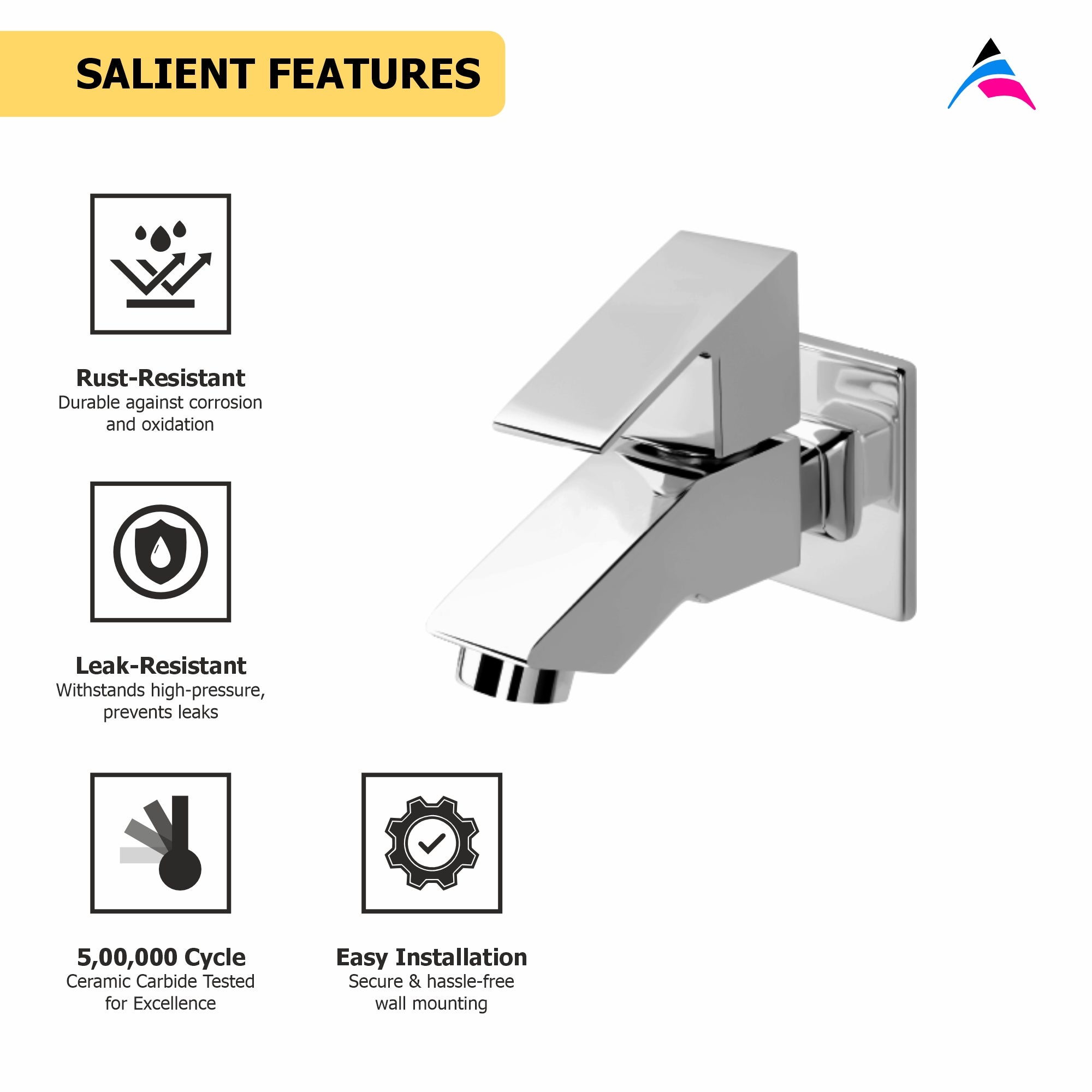 Asiatique Bib Cock With Wall Flange (L-003), Lenz Series Premium CP Bath Fittings & Faucets