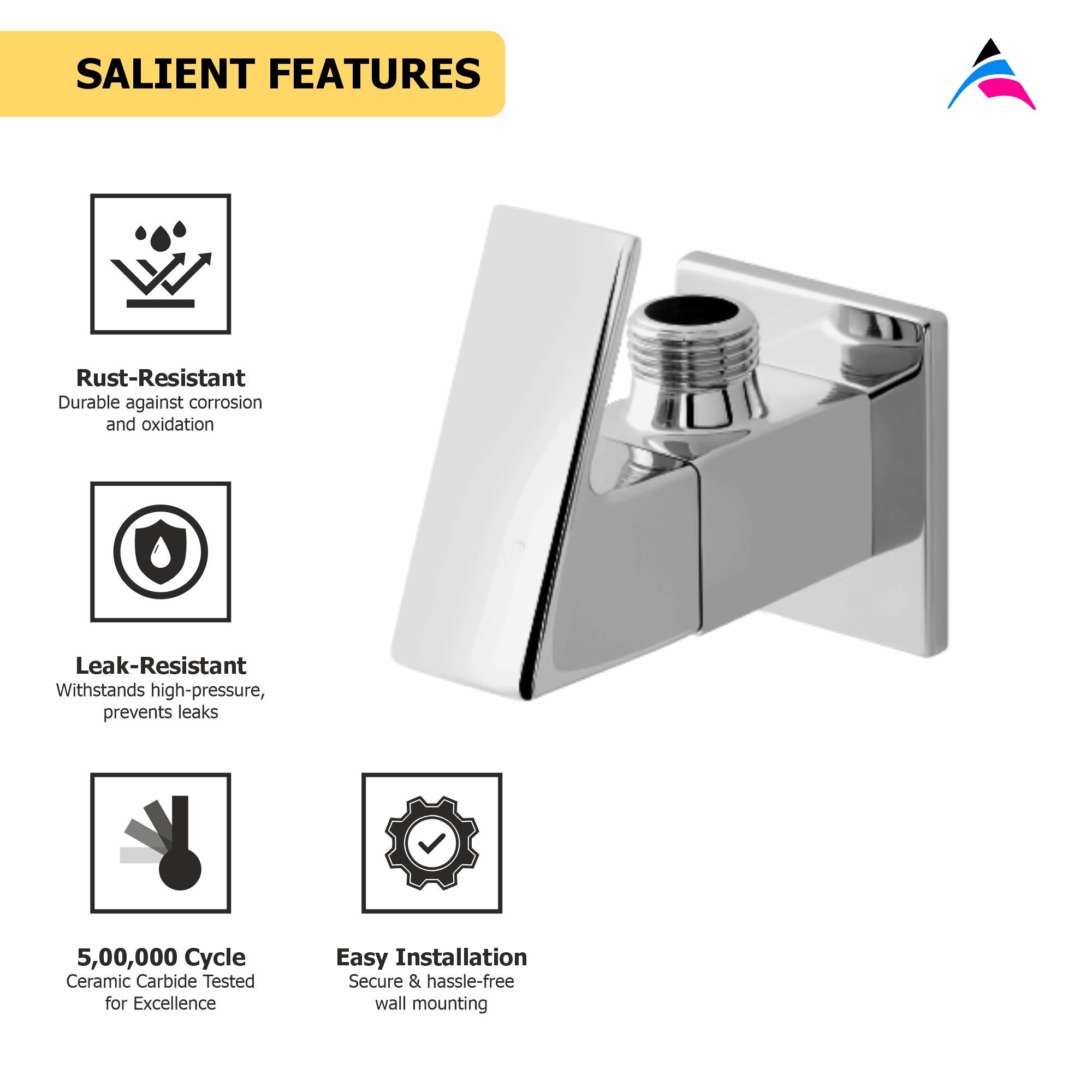 Asiatique Angle Cock With Wall Flange (L-005), Lenz Series Premium CP Bath Fittings & Faucets