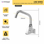 Asiatique Sink Cock With Extended Swivel Spout Wall Mounted With Flange (L-008EX), Lenz Series Premium CP Bath Fittings & Faucets