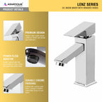 Asiatique S/L Basin Mixer With Braided Hoses (L-009), Lenz Series Premium CP Bath Fittings & Faucets