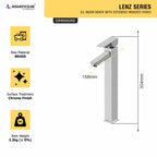 Asiatique S/L Basin Mixer With Extended Braided Hoses (L-009EX), Lenz Series Premium CP Bath Fittings & Faucets