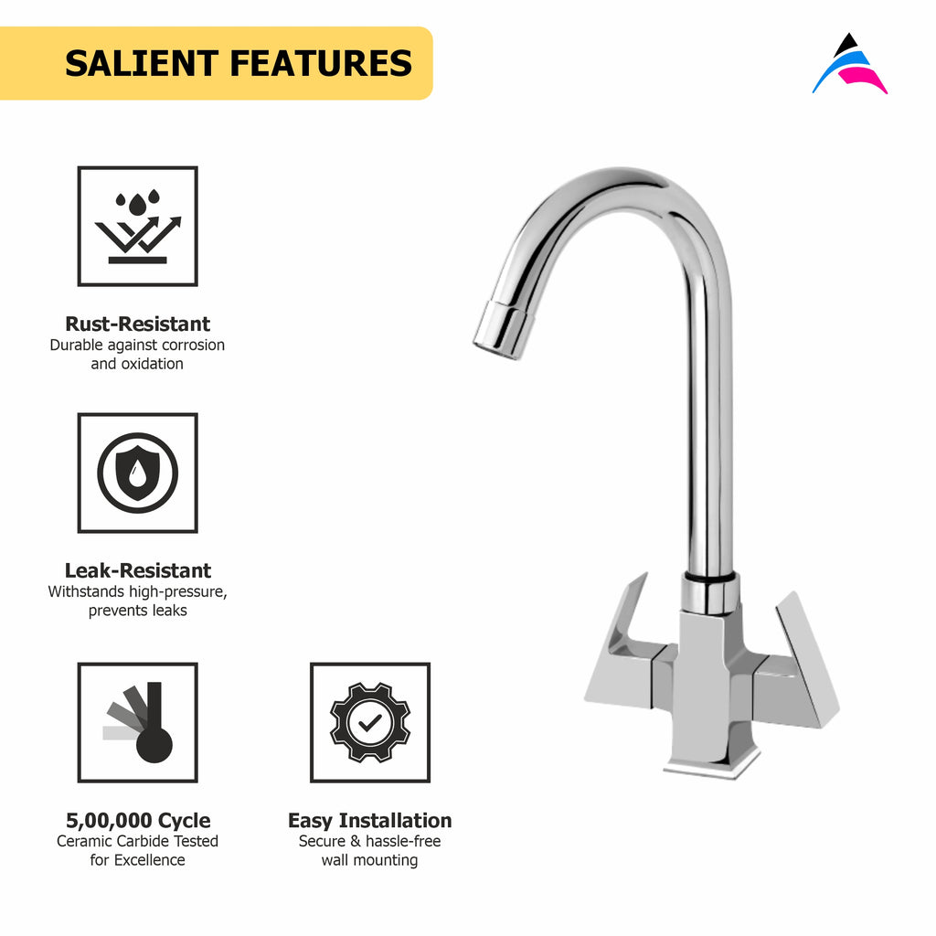 Asiatique C/H Basin Mixer With Swivel ‘J’ Spout (L-011), Lenz Series Premium CP Bath Fittings & Faucets