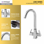 Asiatique C/H Basin Mixer With Swivel ‘J’ Spout (L-011), Lenz Series Premium CP Bath Fittings & Faucets