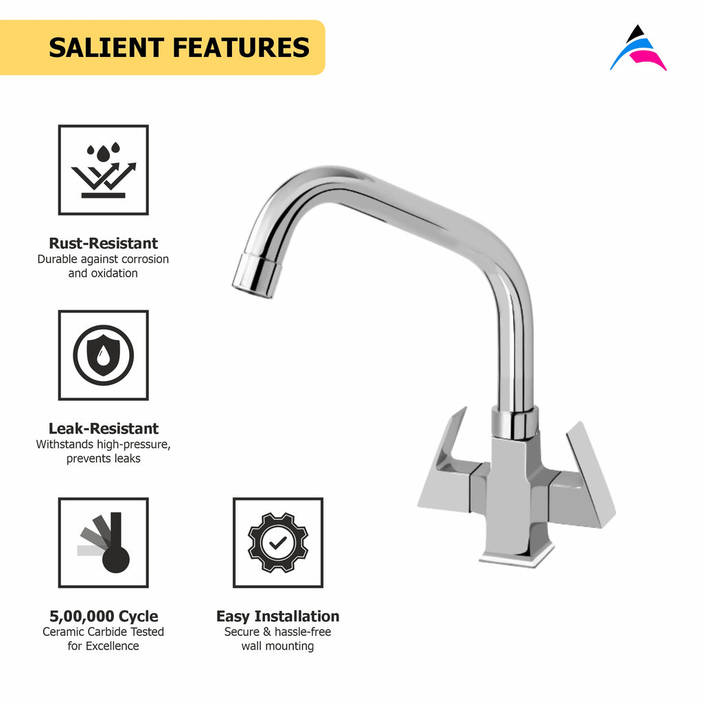 Asiatique C/H Basin Mixer With Extended Swivel Spout (L-011EX), Lenz Series Premium CP Bath Fittings & Faucets