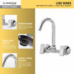 Asiatique Sink Mixer With Swivel ‘J’ Spout Wall Mounted (L-013), Lenz Series Premium CP Bath Fittings & Faucets