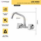 Asiatique Sink Mixer With Extended Swivel Spout Wall Mounted (L-013EX), Lenz Series Premium CP Bath Fittings & Faucets