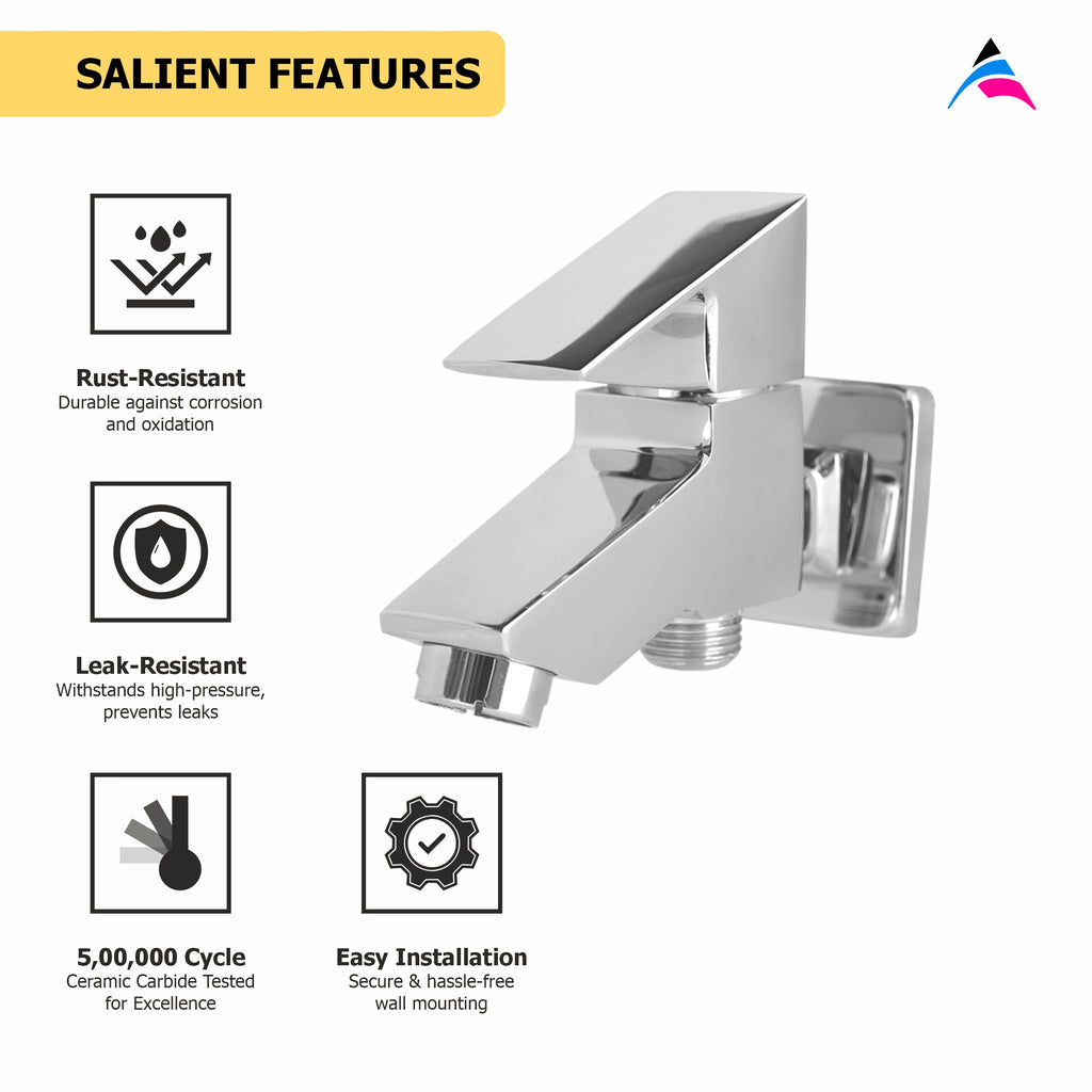 Asiatique S/L 2 in 1 Bib Cock With Wall Flange (L-015 S/L), Lenz Series Premium CP Bath Fittings & Faucets