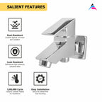 Asiatique S/L 2 in 1 Bib Cock With Wall Flange (L-015 S/L), Lenz Series Premium CP Bath Fittings & Faucets