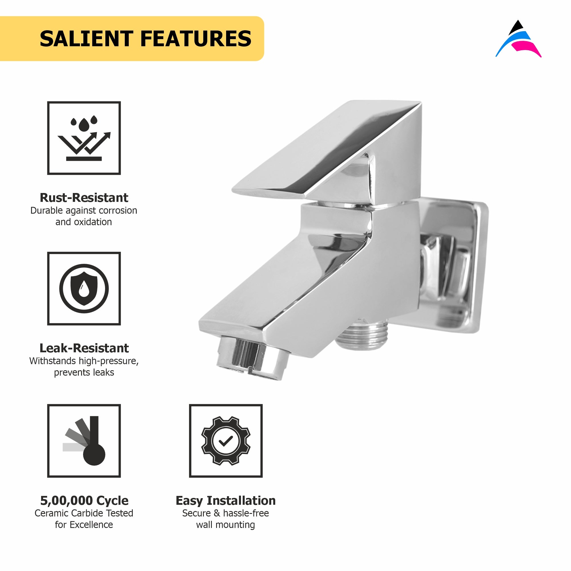 Asiatique S/L 2 in 1 Bib Cock With Wall Flange (L-015 S/L), Lenz Series Premium CP Bath Fittings & Faucets