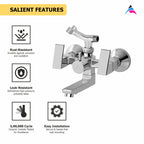 Asiatique Wall Mixer Telephonic With Crutch ARR. Of Tele. Shower (L-016), Lenz Series Premium CP Bath Fittings & Faucets