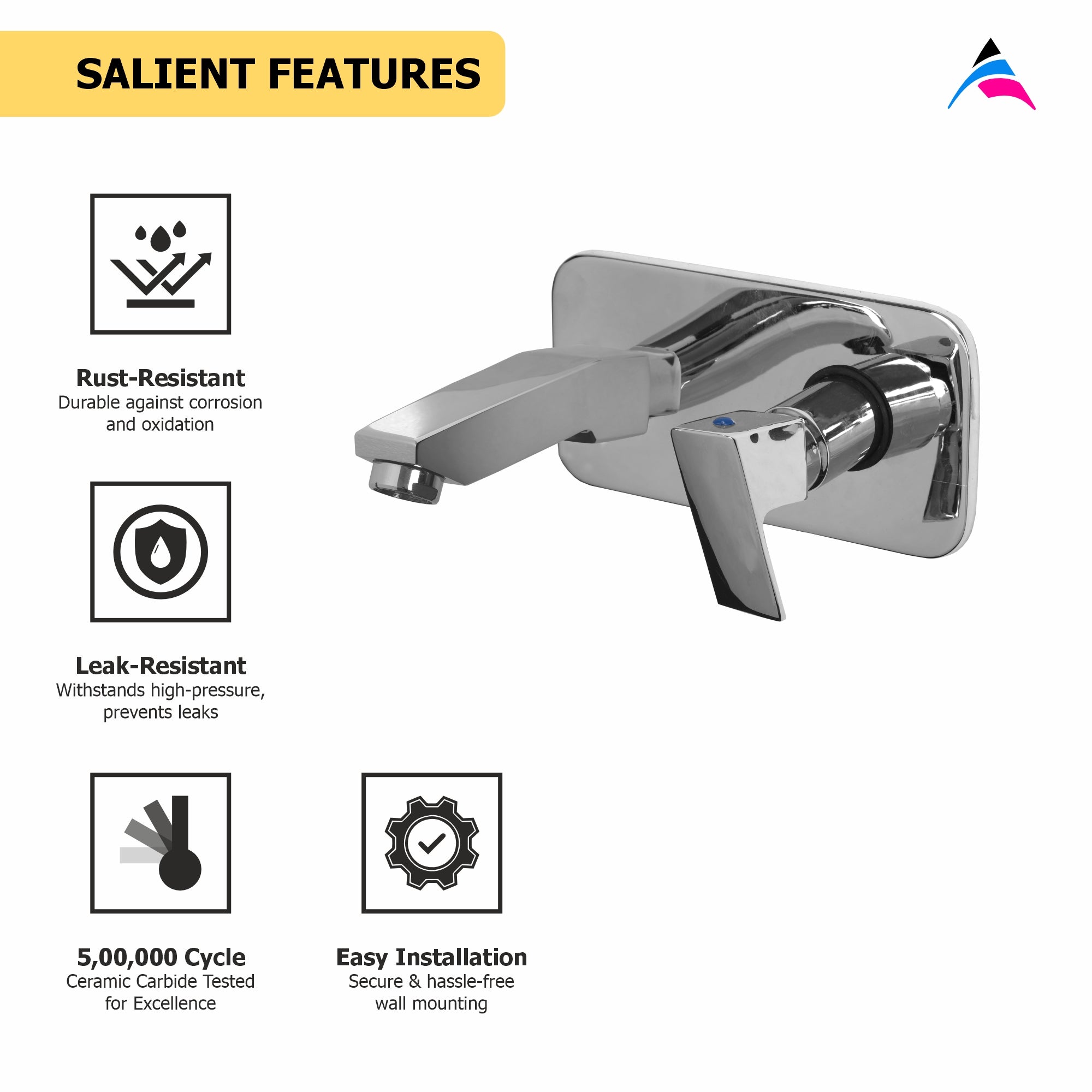 Asiatique Single Concealed Wall Mounted Upper Part (L-028U), Lenz Series Premium CP Bath Fittings & Faucets
