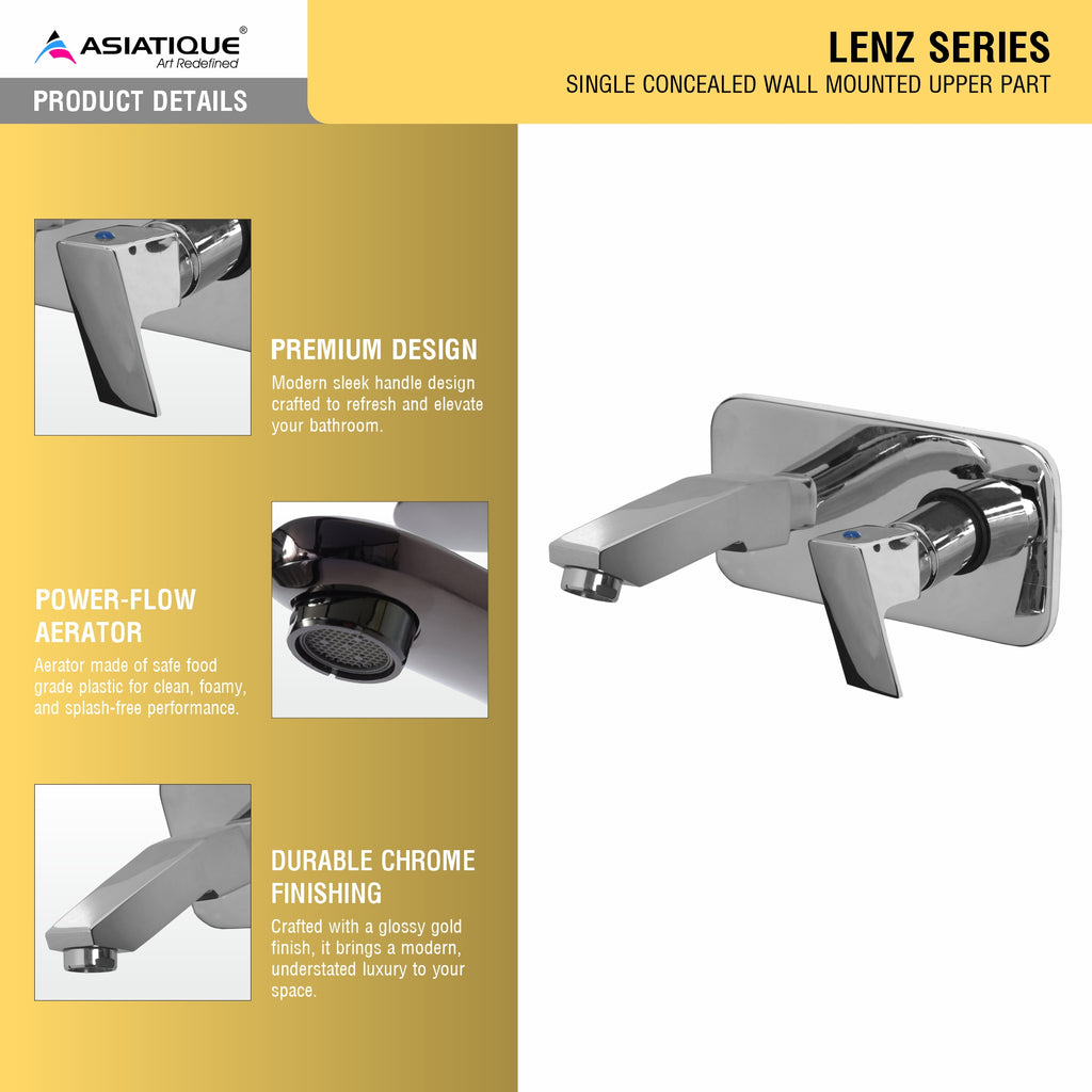 Asiatique Single Concealed Wall Mounted Upper Part (L-028U), Lenz Series Premium CP Bath Fittings & Faucets