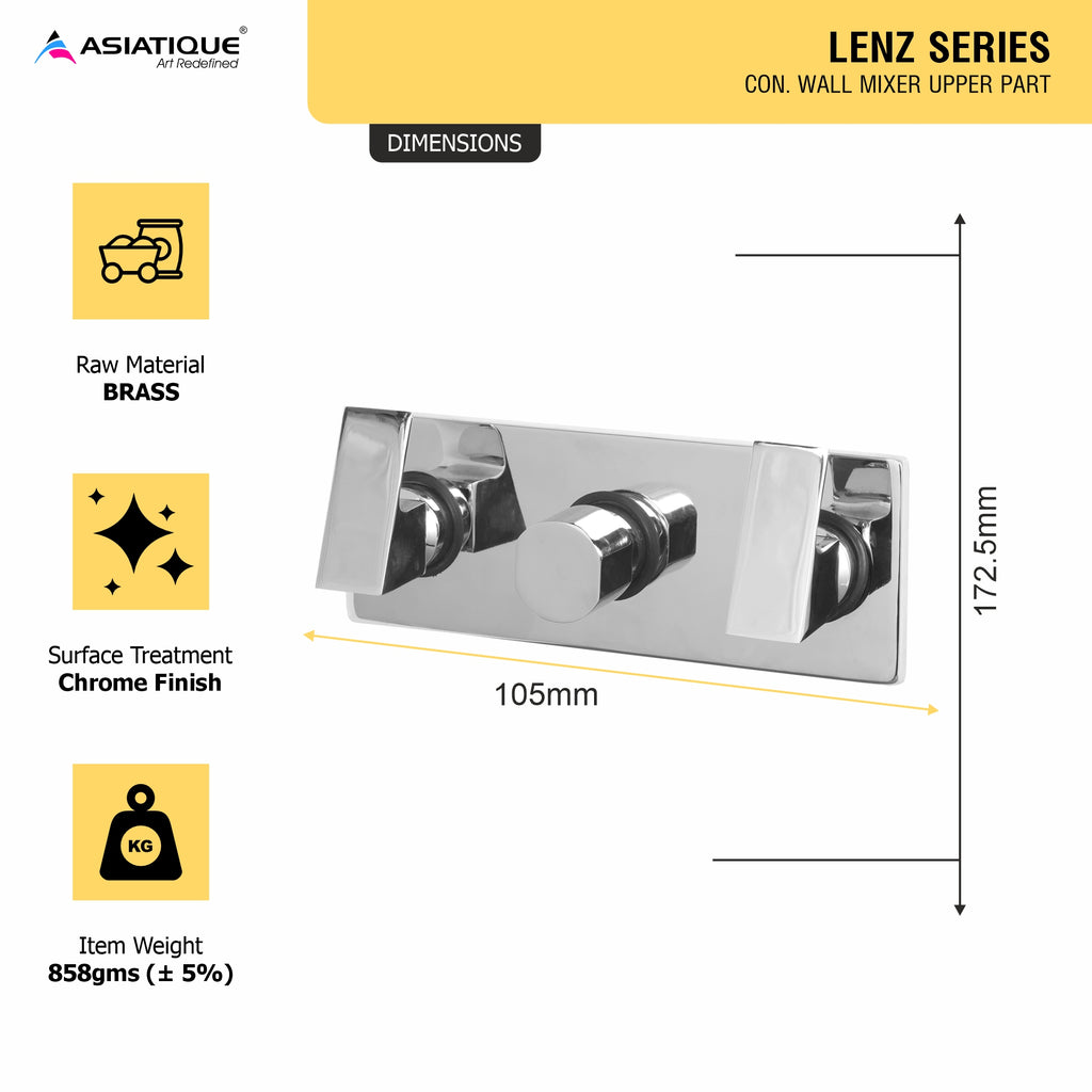 Asiatique Con. Wall Mixer Upper Part (L-029U), Lenz Series Premium CP Bath Fittings & Faucets