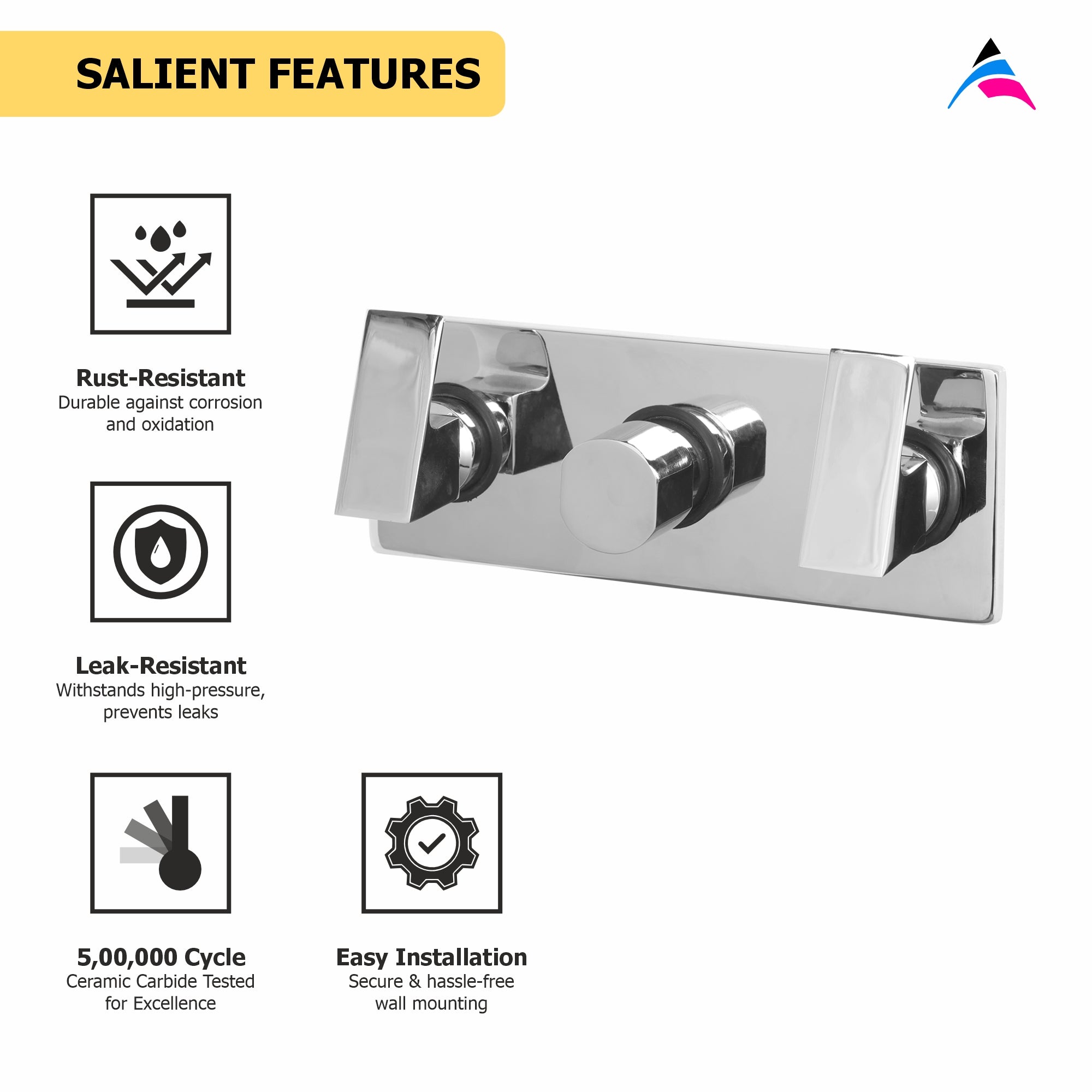 Asiatique Con. Wall Mixer Upper Part (L-029U), Lenz Series Premium CP Bath Fittings & Faucets