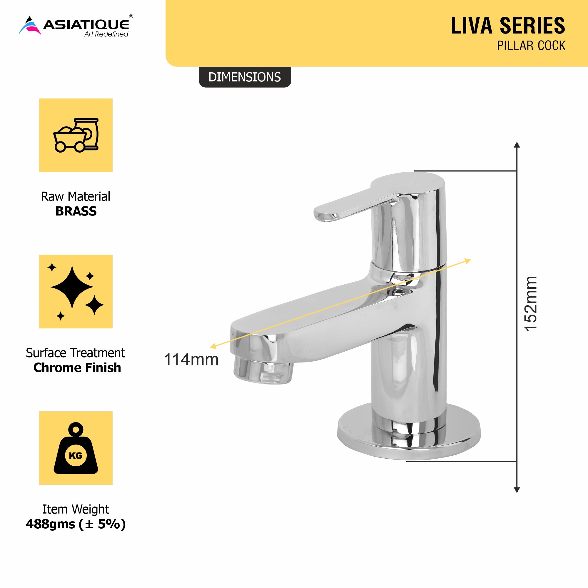 Asiatique Pillar Cock (LI-000), LIVA Series Kitchen & Bathroom Faucets | Premium Modern Tap Collection