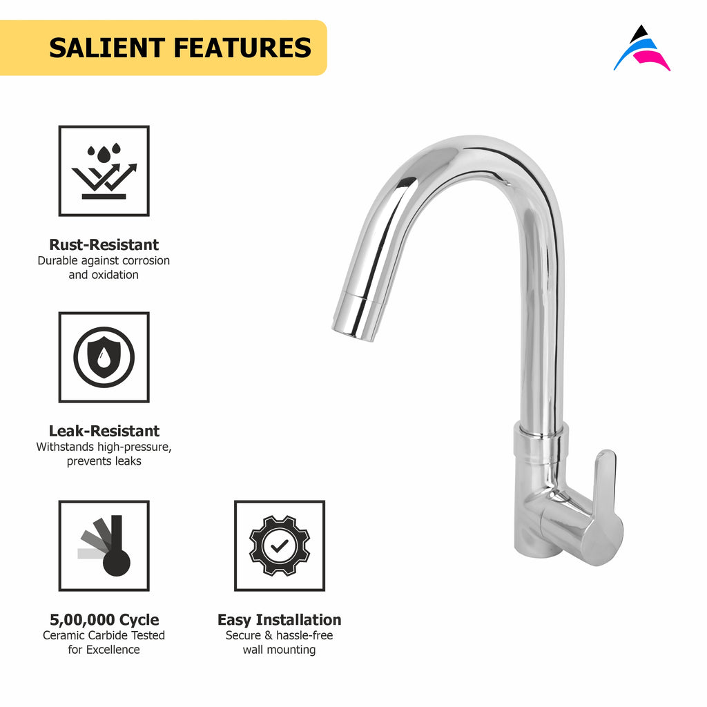 Asiatique Pillar Cock With Swivel 'J' Spout (LI-002), LIVA Series Kitchen & Bathroom Faucets | Premium Modern Tap Collection