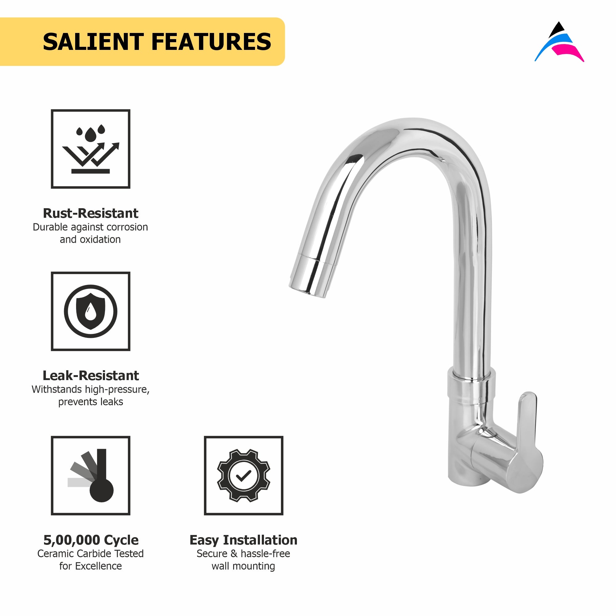 Asiatique Pillar Cock With Swivel 'J' Spout (LI-002), LIVA Series Kitchen & Bathroom Faucets | Premium Modern Tap Collection