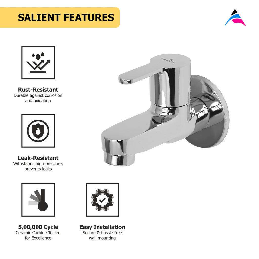 Asiatique Bib Cock With Wall Flange (LI-003), LIVA Series Kitchen & Bathroom Faucets | Premium Modern Tap Collection