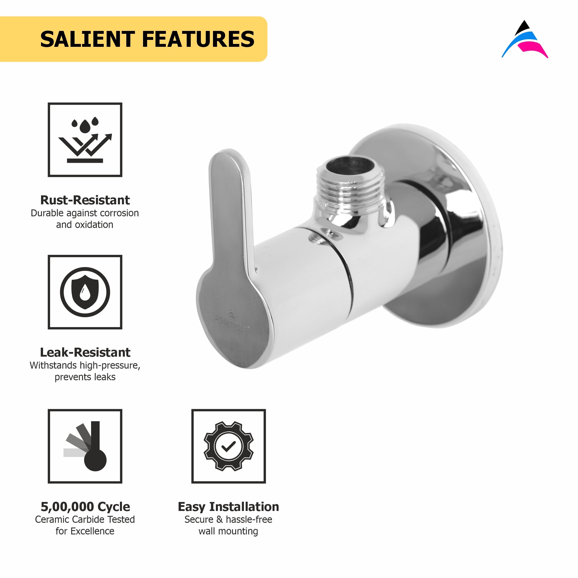 Asiatique Angle Cock With Wall Flange (LI-005), LIVA Series Kitchen & Bathroom Faucets | Premium Modern Tap Collection