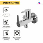 Asiatique 2 Way Angle Cock With Wall Flange (LI-005TW), LIVA Series Kitchen & Bathroom Faucets | Premium Modern Tap Collection