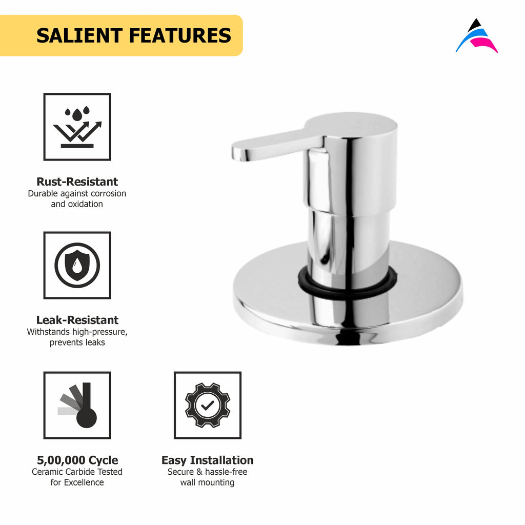 Asiatique Upper Parts Kit Glassy, Flange & Handle for Con. & Flush Cock (LI-021U), LIVA Series Kitchen & Bathroom Faucets | Premium Modern Tap Collection
