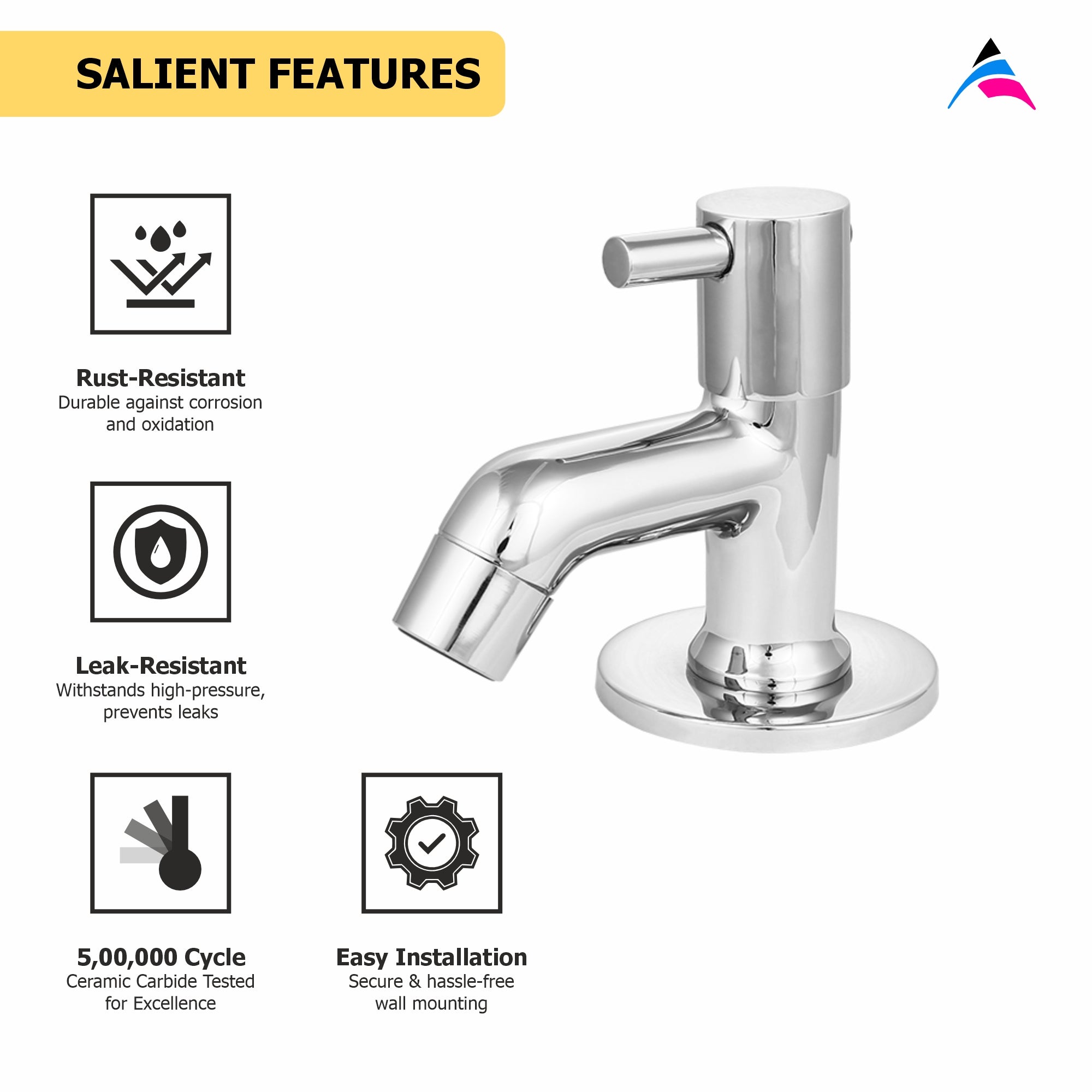 Asiatique Pillar Cock (MN-000), MOON Series Bathroom & Kitchen Faucets | Premium Modern Tap Collection