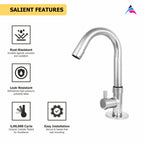 Asiatique Pillar Cock With Swivel ‘J’ Spout (MN-002), MOON Series Bathroom & Kitchen Faucets | Premium Modern Tap Collection