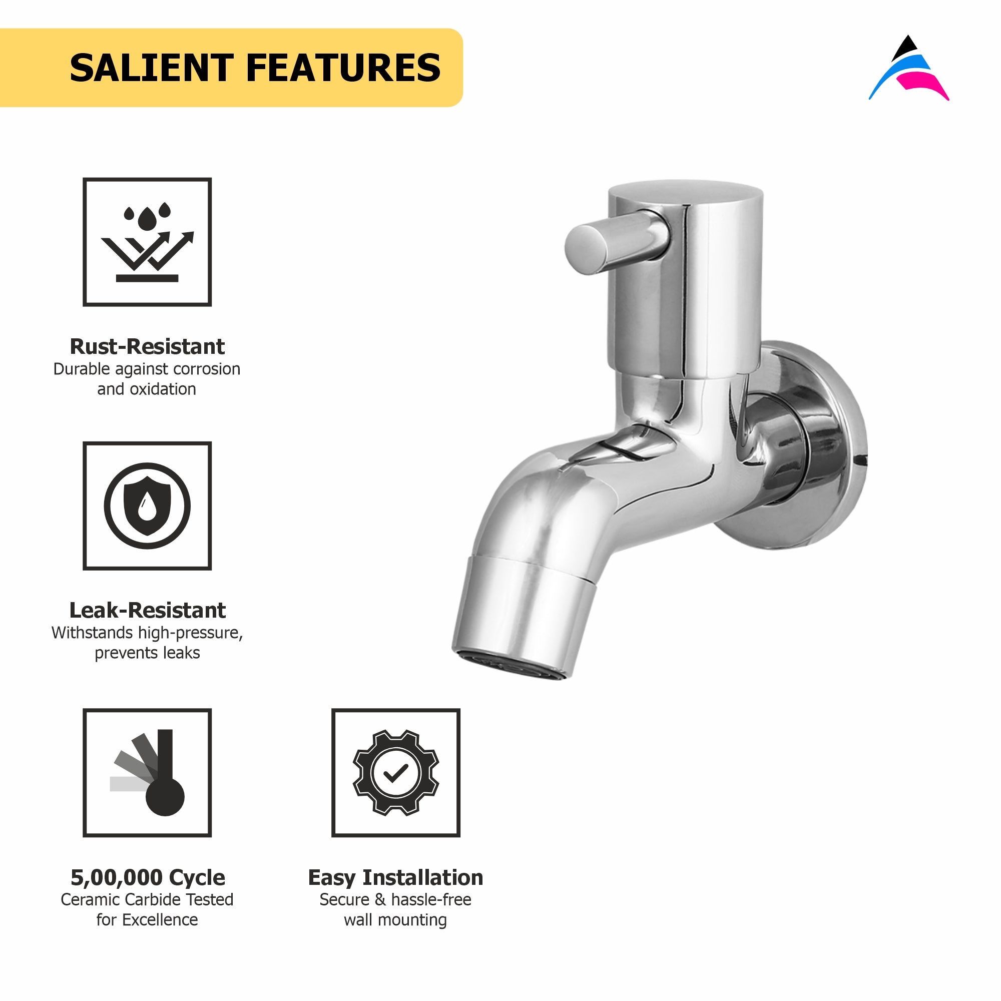 Asiatique Bib Cock (MN-003), MOON Series Bathroom & Kitchen Faucets | Premium Modern Tap Collection