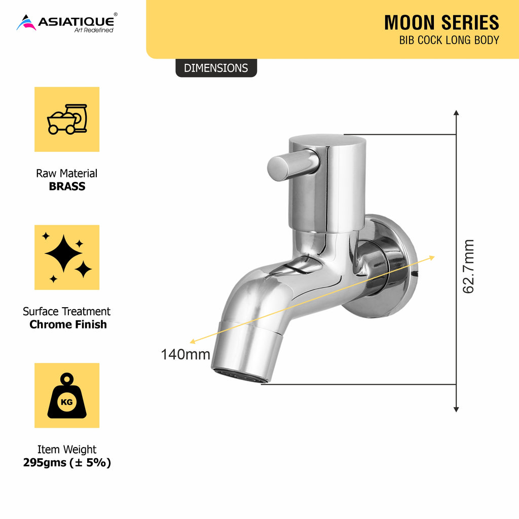 Asiatique Bib Cock Long Body (MN-004), MOON Series Bathroom & Kitchen Faucets | Premium Modern Tap Collection
