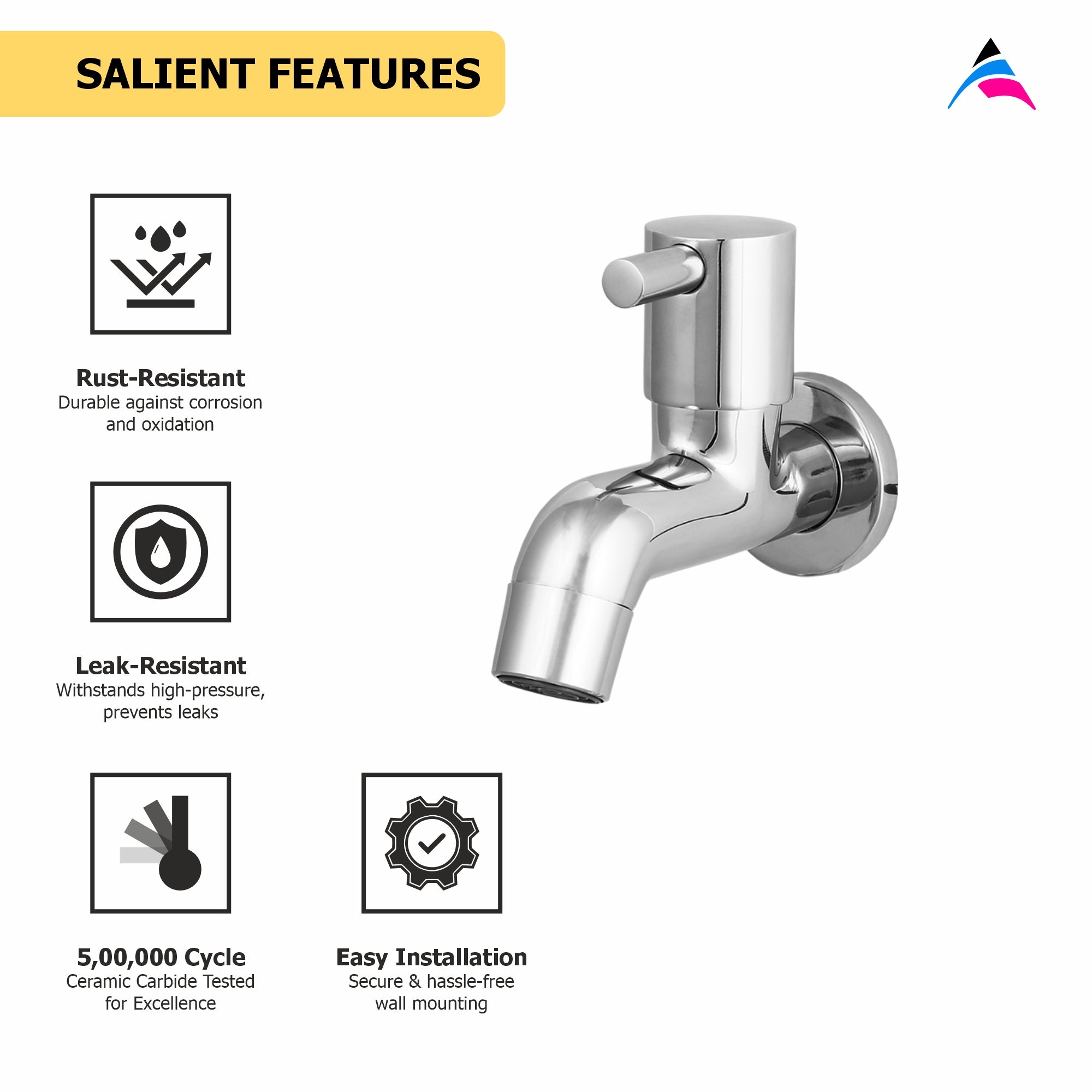 Asiatique Bib Cock Long Body (MN-004), MOON Series Bathroom & Kitchen Faucets | Premium Modern Tap Collection