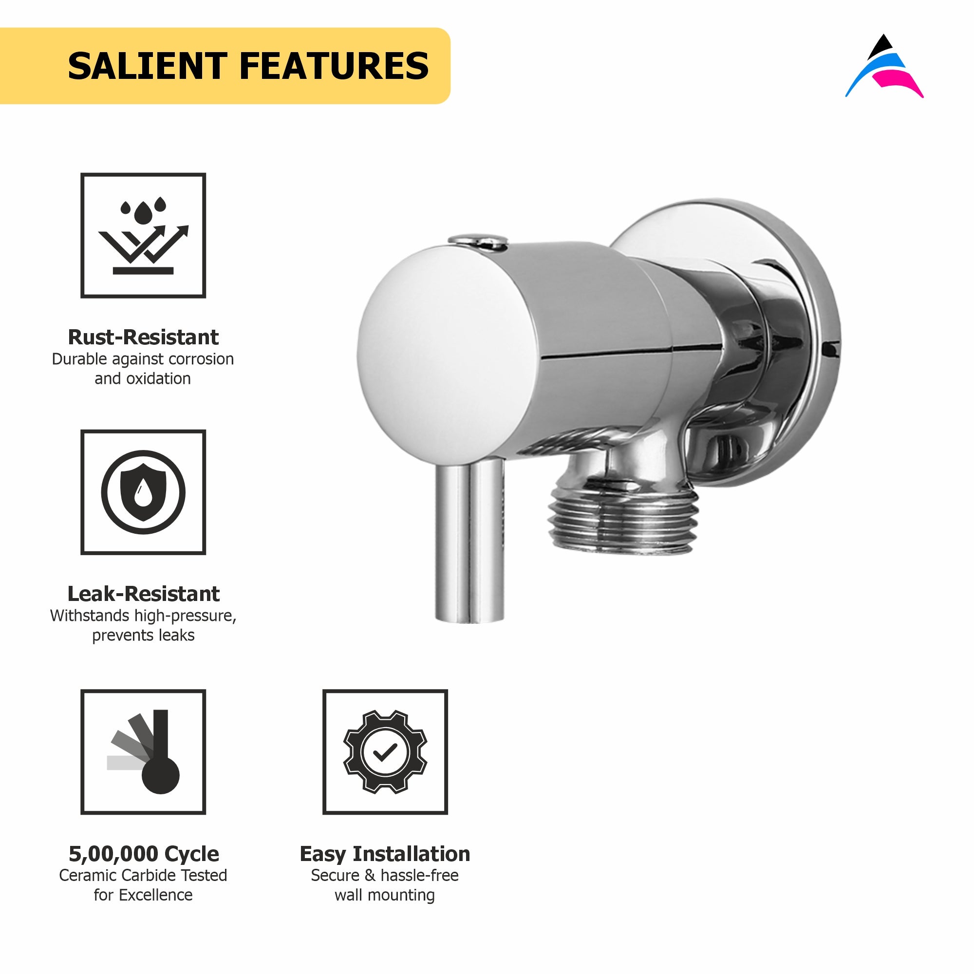Asiatique Angle Cock (MN-005), MOON Series Bathroom & Kitchen Faucets | Premium Modern Tap Collection