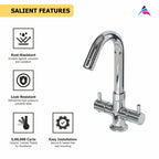 Asiatique C/H Basin Mixer ‘J’ Spout (MN-011), MOON Series Bathroom & Kitchen Faucets | Premium Modern Tap Collection