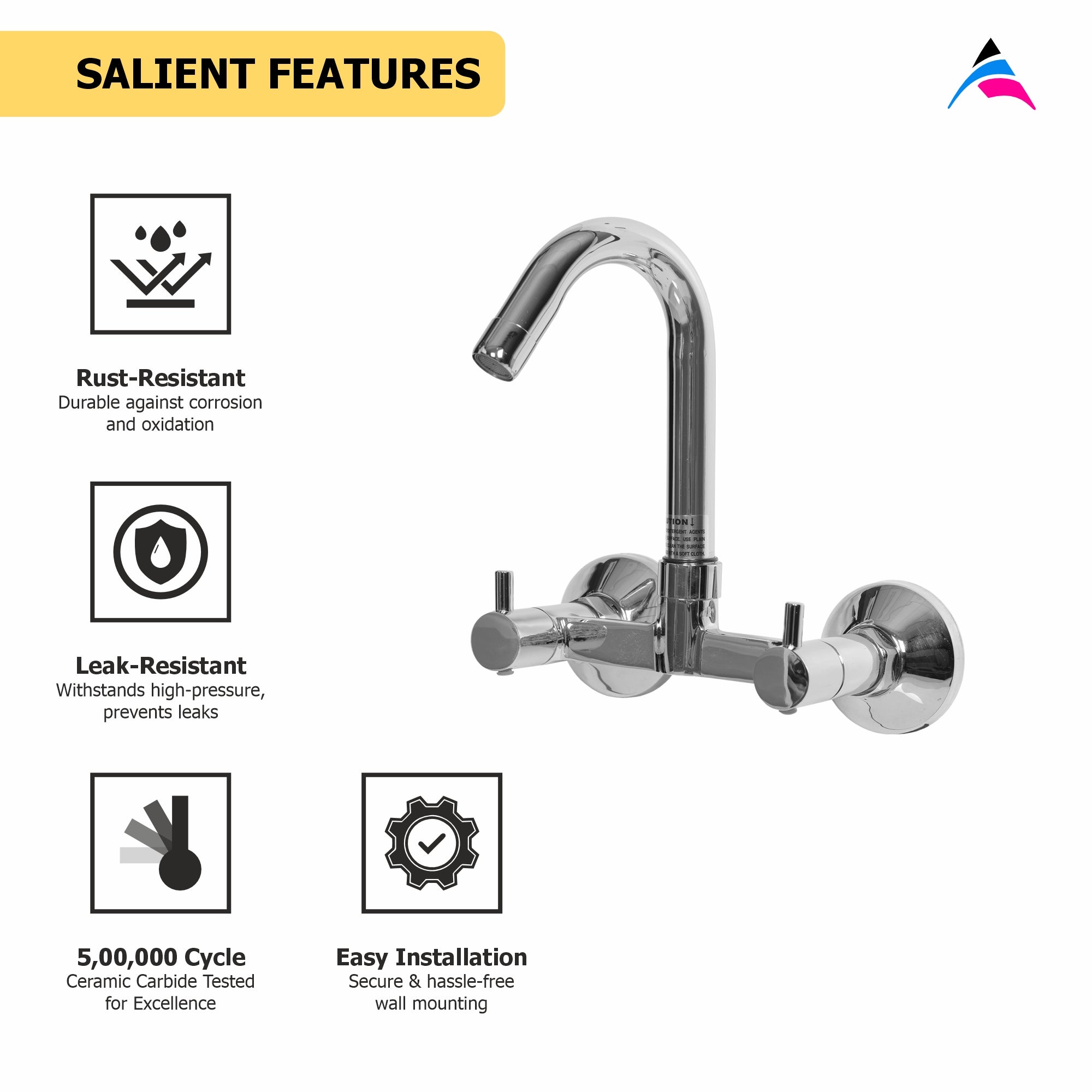Asiatique Sink Mixer ‘J’ Spout (MN-013), MOON Series Bathroom & Kitchen Faucets | Premium Modern Tap Collection