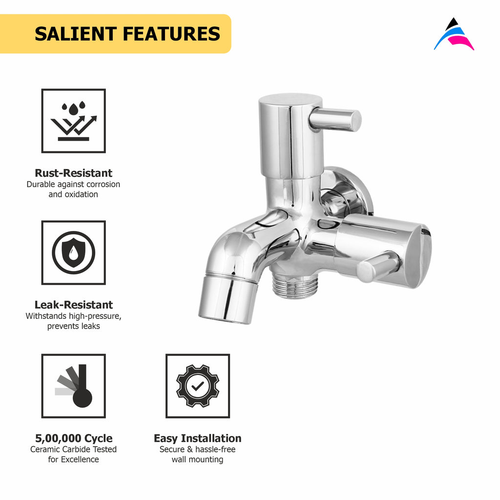 Asiatique 2 in 1 Bib Cock (MN-015), MOON Series Bathroom & Kitchen Faucets | Premium Modern Tap Collection