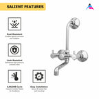 Asiatique Wall Mixer With ‘L’ Bend (MN-017L), MOON Series Bathroom & Kitchen Faucets | Premium Modern Tap Collection