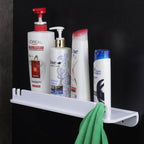 ASIATIQUE Semi Ceramic Shower Rack NX-512 | Wall Mounted Bathroom Storage Shelf with Drain Hole & Towel Holder | 15.43 Inch