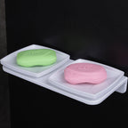 ASIATIQUE Semi Ceramic Double Soap Holder NX-510 | Wall Mounted Dual Soap Dish with Water Drain | Bathroom Soap Stand | 15.47 Inch