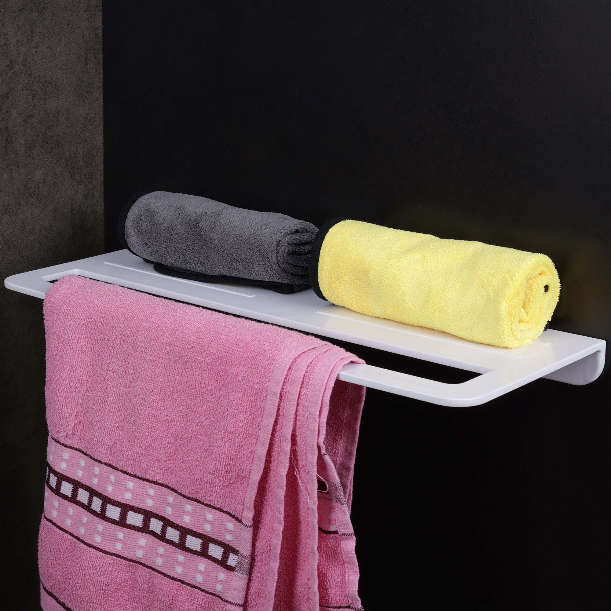 ASIATIQUE Semi Ceramic Towel Shelf NX-504 | Wall Mounted Bathroom Towel Shelf Rack | Modern Storage Shelf | 21.96 Inch