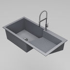 Asiatique Single Bowl Laundry Quartz Kitchen Sink (D403 - QUEEN), Granite Finish, 304 Grade SS coupling, Slop Drain, Noise Reduction Design | 40 x 20 x 10 inches