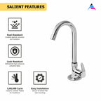 Asiatique Pillar Cock With Swivel ‘J’ Spout (N-002), Navy Series Premium CP Bath Fittings & Faucets