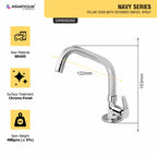 Asiatique Pillar Cock With Extended Swivel Spout (N-002EX), Navy Series Premium CP Bath Fittings & Faucets